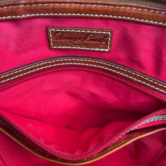 Dooney & Bourke Pebble Grain Zip Around Satchel Black / Cognac Brown Leather Bag - Picture 16 of 16